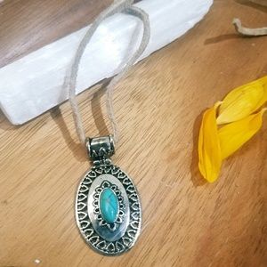 Turquoise leather choker